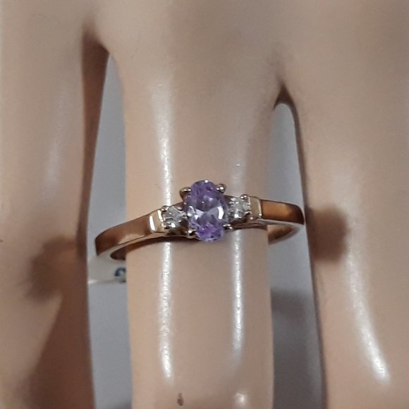 Sparkle Amethyst Cubic Zirconia Ring 18k hge New Old stock Covenant RC - Picture 2 of 16